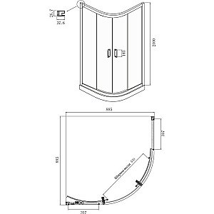 Душевой уголок Ambassador Kingston 14011204 90х90 стекло прозрачное/профиль черный купить в интернет-магазине Sanbest