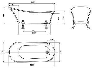 Ванна акриловая Grossman Retro GR-1002 162х71 белая купить в интернет-магазине Sanbest