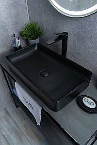 Раковина накладная Gid Geometrico 60 Bm9396 53344 черная матовая купить в интернет-магазине Sanbest