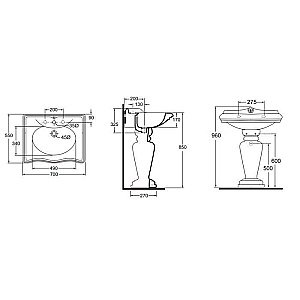 Раковина подвесная Azzurra Jubilaeum 70 JUB200/M bi*1#D9 белая купить в интернет-магазине Sanbest