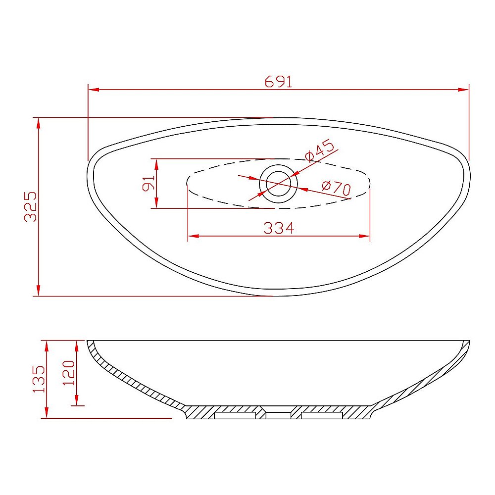 Раковина накладная Montebianco GONDOLA 13042 белая матовая купить в интернет-магазине Sanbest