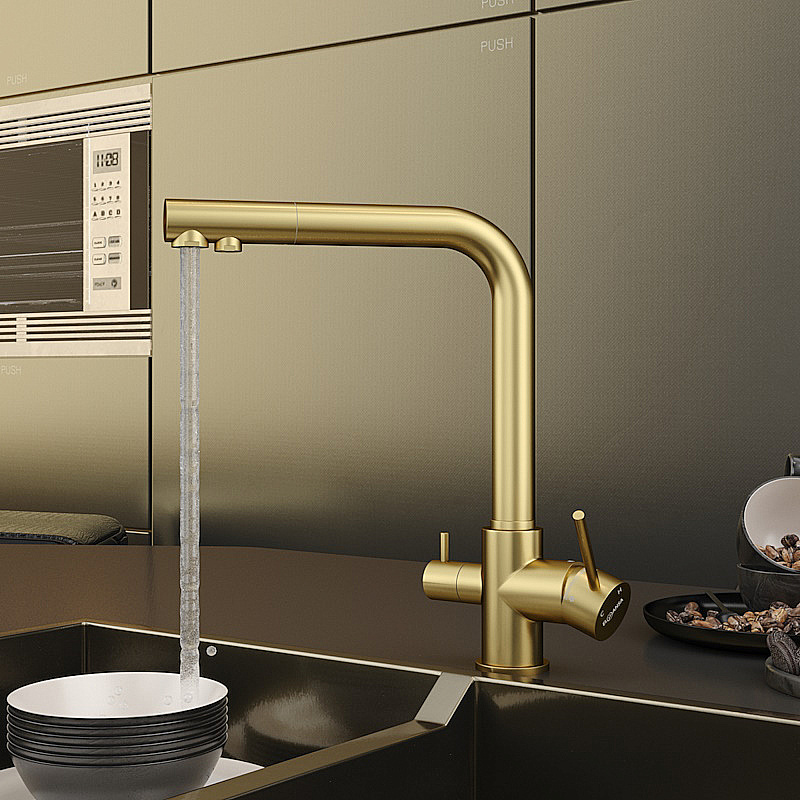 Смеситель для кухни Elghansa 56A5216-MattGold золото матовое купить в интернет-магазине сантехники Sanbest