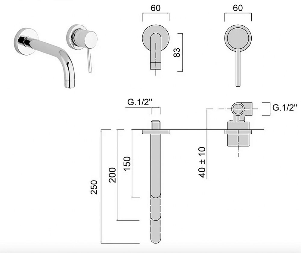 Смеситель для раковины Giulini Futuro 6520-20BO белый купить в интернет-магазине сантехники Sanbest