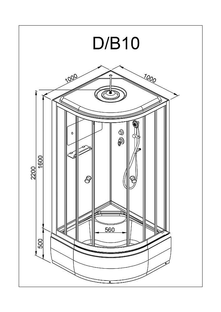 Душевая кабина DTO D10 100х100 без крыши купить в интернет-магазине Sanbest