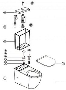 Унитаз-компакт Bravat GINA CX01008UW безободковый, с бачком, с крышкой микролифт купить в интернет-магазине Sanbest