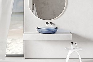 Раковина накладная прозрачная ABBER Kristall AT2805Saphir синяя купить в интернет-магазине Sanbest