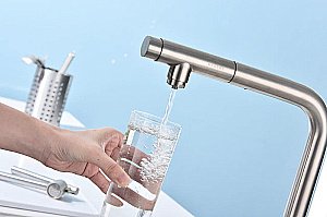 Смеситель для кухни Paulmark Viper Vi213105-BS брашированная сталь купить в интернет-магазине сантехники Sanbest