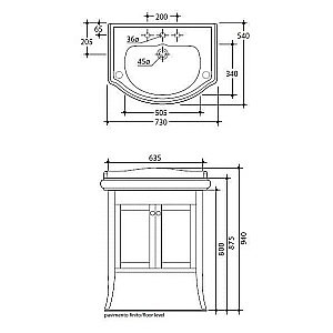 Тумба с раковиной Kerasan Retro 73 белая матовая для ванной в интернет-магазине Sanbest