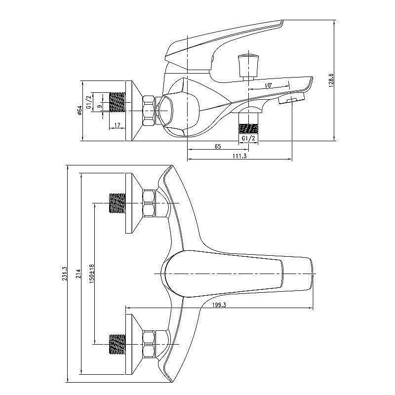 Смеситель для ванны Aquanet Conte SD91381 купить в интернет-магазине сантехники Sanbest