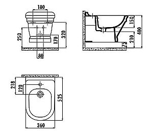 Биде подвесное Creavit Antik AN510.400 купить в интернет-магазине Sanbest