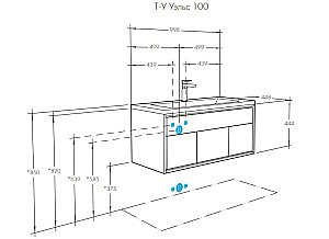 Тумба с раковиной Акватон Уэльс 100 авеллино грей/антрацит для ванной в интернет-магазине Sanbest