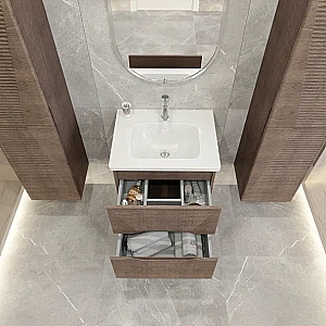 Тумба с раковиной Caprigo Modo-Terza 60 с интегрированной ручкой, скайрос для ванной в интернет-магазине Sanbest