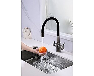 Смеситель для кухни Paulmark Salix Sa213419-GM вороненая сталь/черный купить в интернет-магазине сантехники Sanbest