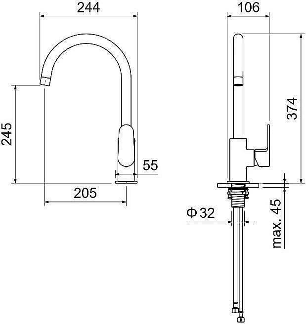Смеситель для кухни Aquatek Оберон AQ1282CR хром купить в интернет-магазине сантехники Sanbest