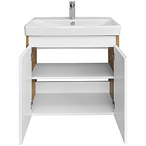 Тумба с раковиной Акватон Сканди Doors 70 белая/дуб рустикальный для ванной в интернет-магазине Sanbest