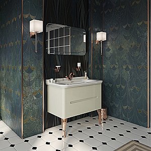 Тумба с раковиной Kerasan Waldorf 925530 Vaniglia matt 100 ваниль с 1 отверстием/заглушка хром для ванной в интернет-магазине Sanbest