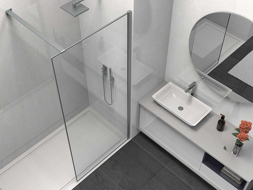 Душевое ограждение Vincea Walk-In VSW-1HS100CLGM 100 стекло прозрачное/профиль вороненая сталь купить в интернет-магазине Sanbest