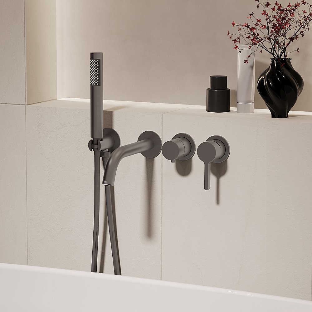 Смеситель для ванны Vincea Villa VTFW-1VL1GM вороненая сталь купить в интернет-магазине сантехники Sanbest