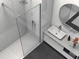 Душевое ограждение Vincea Walk-In VSW-1HS100CLGM 100 стекло прозрачное/профиль вороненая сталь купить в интернет-магазине Sanbest