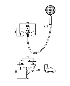 Смеситель для ванны WONZON & WOGHAND SOLO WW-639032-1-BN брашированный никель купить в интернет-магазине сантехники Sanbest