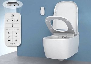 Унитаз подвесной Vitra V-Care Basic 5674B003-6193 безободковый, с крышкой микролифт купить в интернет-магазине Sanbest