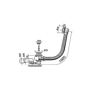 Слив-перелив для ванны Koller Pool B70CМMA-100 хром купить в интернет-магазине сантехники Sanbest