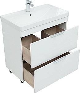 Тумба с раковиной Aquanet Ирис new 80 напольная белый глянец для ванной в интернет-магазине Sanbest