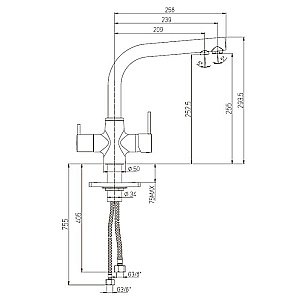 Смеситель для кухни PAINI Arena 92446433VE7B90DALMKM черный купить в интернет-магазине сантехники Sanbest