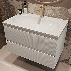 Тумба с раковиной Vincea Welle 80 VMC-2WL800MW/VCB-4H800W белая матовая/раковина белая для ванной в интернет-магазине Sanbest