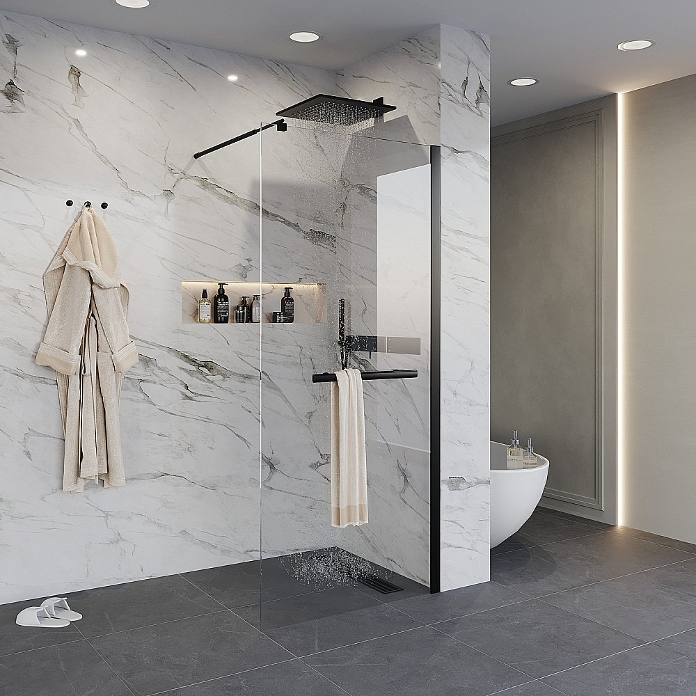 Душевое ограждение Niagara "Nova" NG-681-90 BLACK, 90x195 см купить в интернет-магазине Sanbest