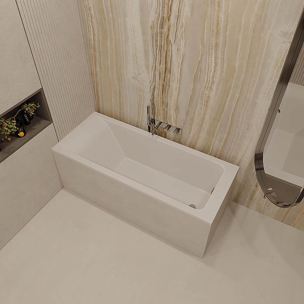 Ванна из искусственного камня Veconi Solita Slim SLTSLIM15070M 150х70 белая матовая купить в интернет-магазине Sanbest