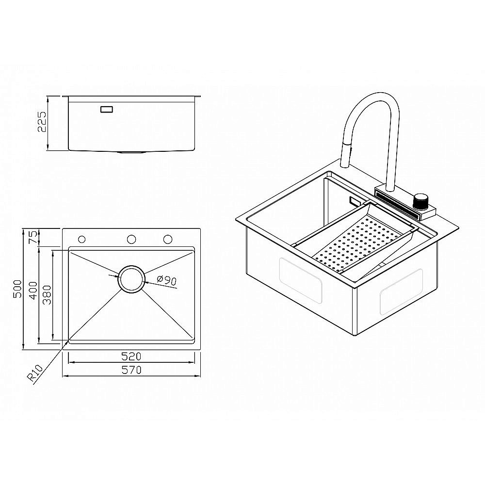Мойка кухонная Milacio Denia 57 Steel MC.77408 золото купить в интернет-магазине сантехники Sanbest