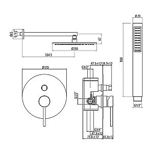 Душевая система Gattoni Circle Two 9190/PDBO (аналог 9090/PDBO) белая матовая купить в интернет-магазине сантехники Sanbest