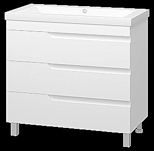 Тумба с раковиной Misty Софт - 90 П-Соф-01090-0113Я белая для ванной в интернет-магазине Sanbest