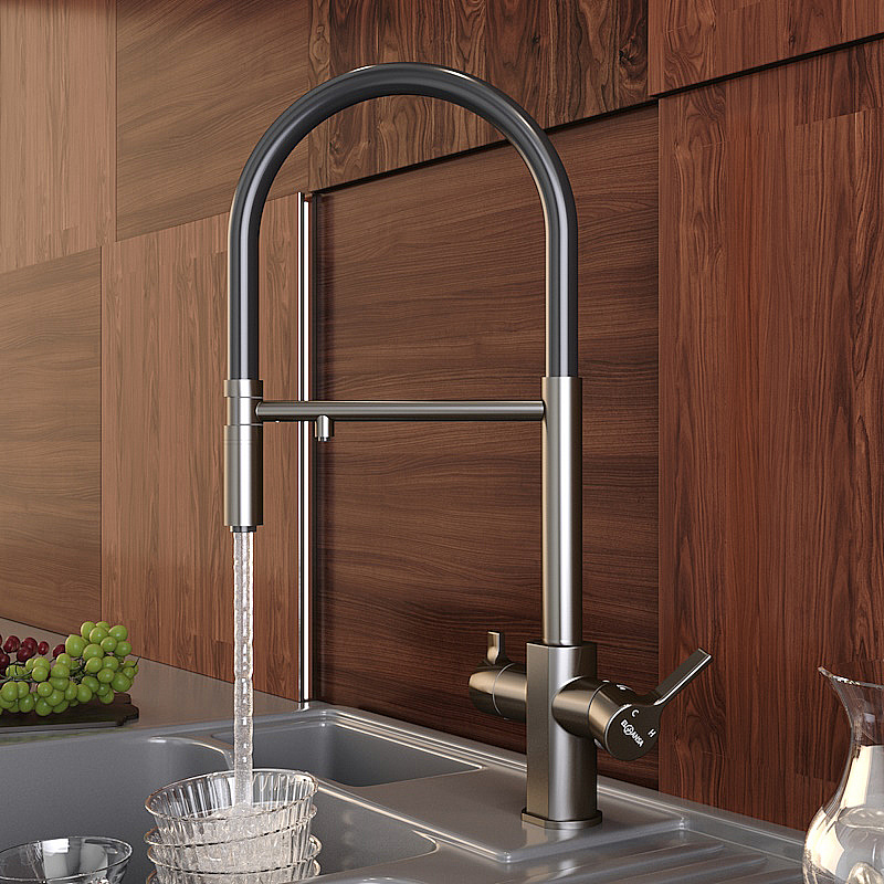 Смеситель для кухни Elghansa 56F5511-Gun оружейная сталь матовая купить в интернет-магазине сантехники Sanbest