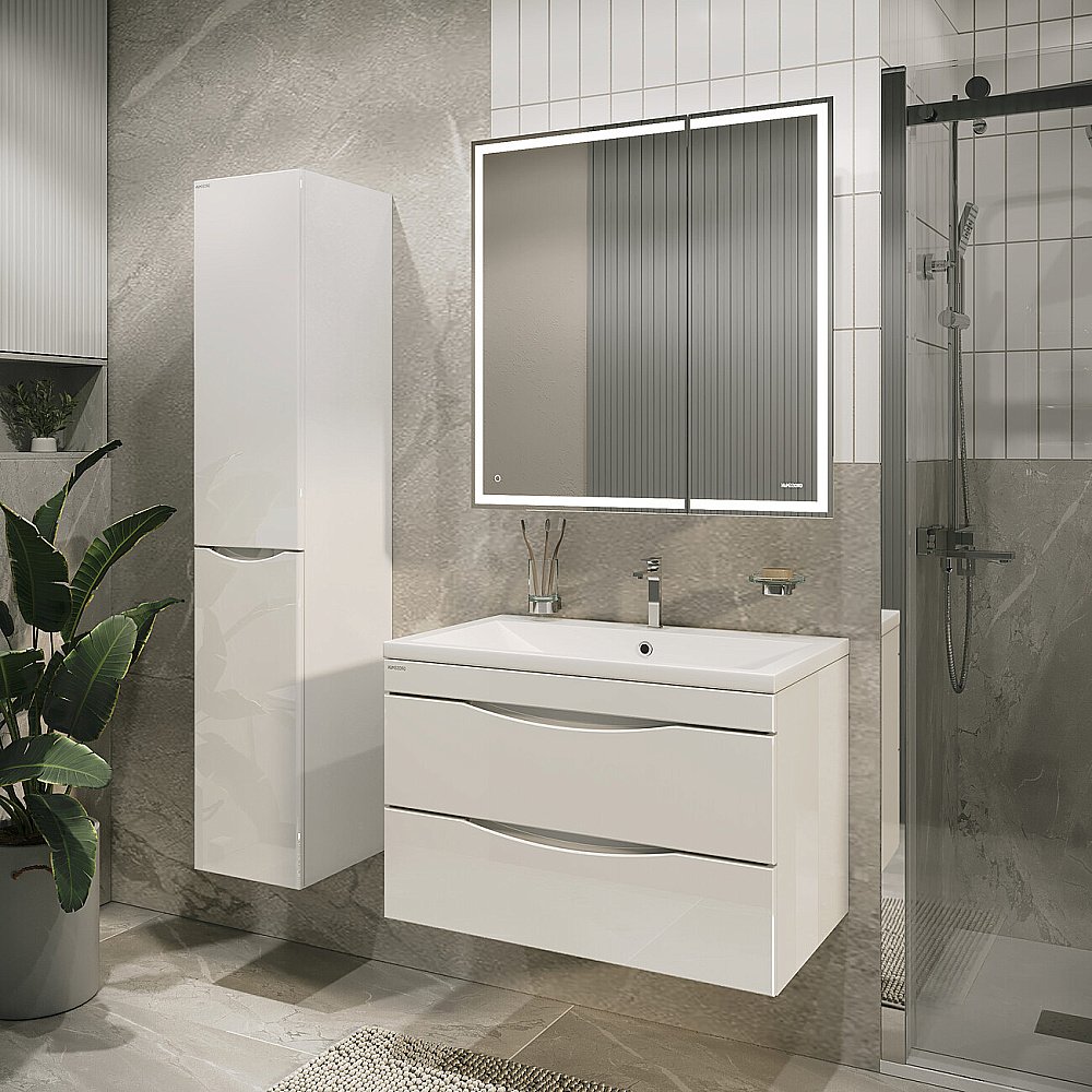 Пенал подвесной Grossman Виста 30 белый глянцевый для ванной в интернет-магазине сантехники Sanbest