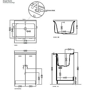 Тумба с раковиной постирочная Kerasan Aquadom 60 9166K3 белая матовая для ванной в интернет-магазине Sanbest