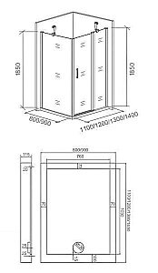 Душевой угол Good Door Pandora WCD 120х80 стекло прозрачное/профиль хром купить в интернет-магазине Sanbest