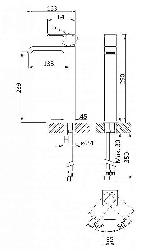 Смеситель для раковины Cezares PORTA-LC-01-W0 хром купить в интернет-магазине сантехники Sanbest