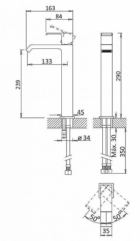 Смеситель для раковины Cezares PORTA-LC-01-W0 хром купить в интернет-магазине сантехники Sanbest