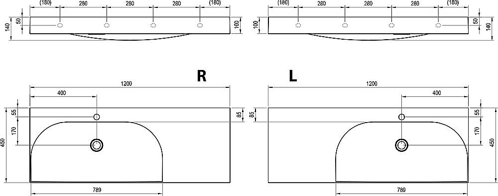 Раковина Ravak Lite XJX1212000 белый купить в интернет-магазине Sanbest