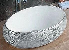 Раковина накладная Ceramalux NC 48 433SS серебро, белая купить в интернет-магазине Sanbest