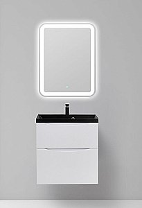 Тумба с раковиной BelBagno MARINO H60 60 белая глянцевая/черная раковина для ванной в интернет-магазине Sanbest