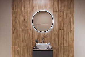 Зеркало Art&Max ASTI AM-Ast-800-DS-FNC-Nero в ванную от интернет-магазине сантехники Sanbest