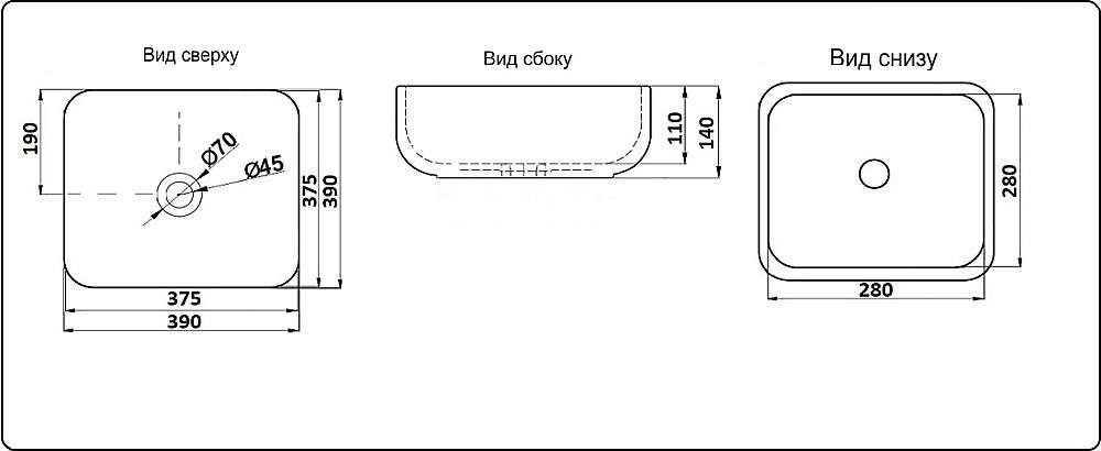 Раковина накладная Ceramalux N 39 D1303 белая купить в интернет-магазине Sanbest