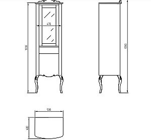 Витрина Migliore Amelia ML.AML-VT052DX.LBB.FO.DO белая глянцевая/декор золото для ванной в интернет-магазине сантехники Sanbest