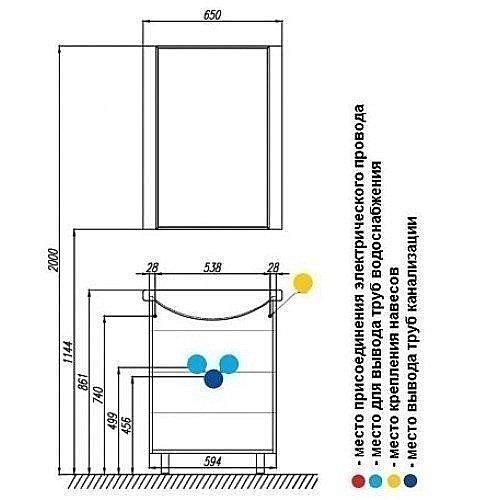 Тумба с раковиной Акватон Фиджи 60 белая глянцевая для ванной в интернет-магазине Sanbest