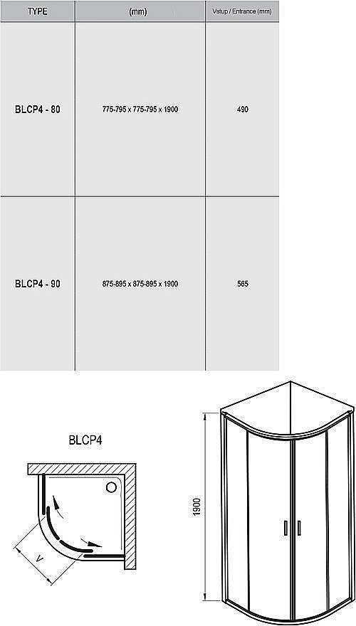 Душевой уголок Ravak Blix BLCP4 90x90 профиль блестящий/стекло матовое купить в интернет-магазине Sanbest
