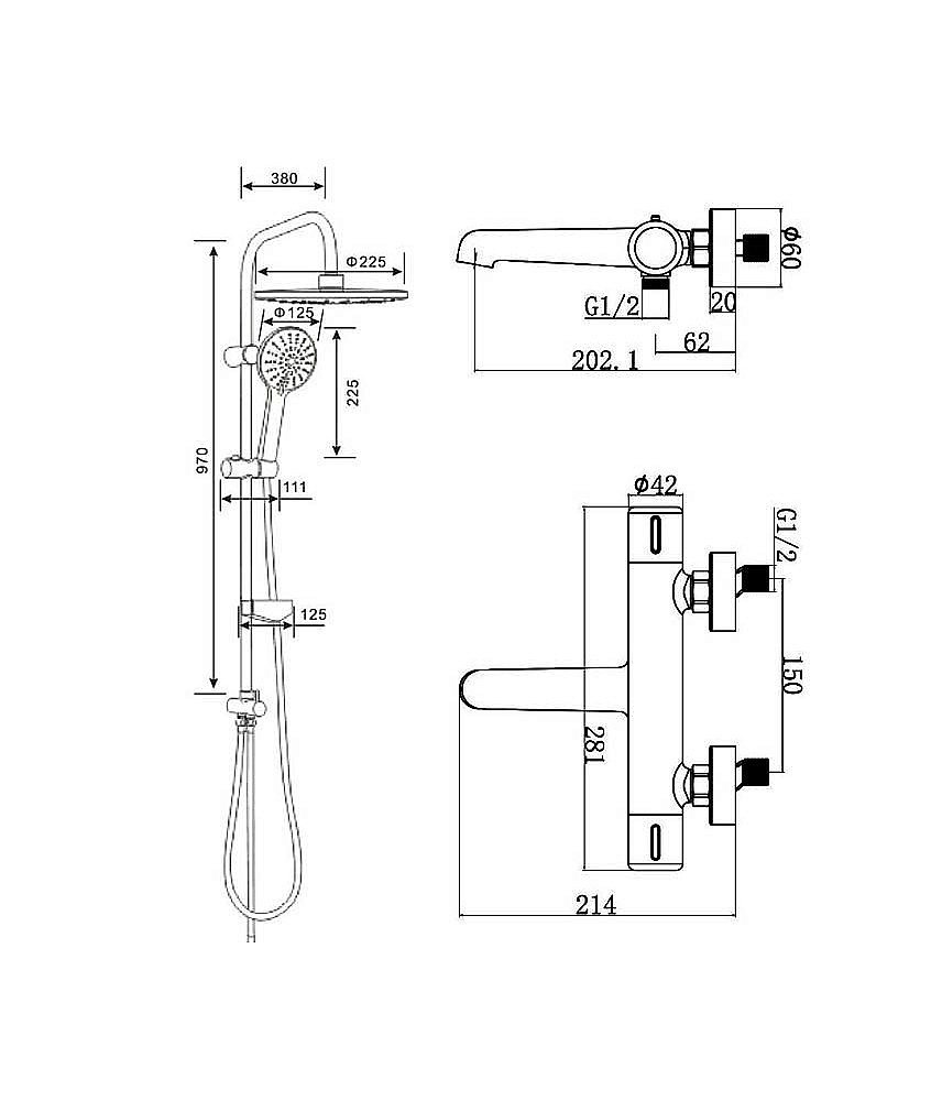 Душевая система Agger Thermo A2493500 хром купить в интернет-магазине сантехники Sanbest
