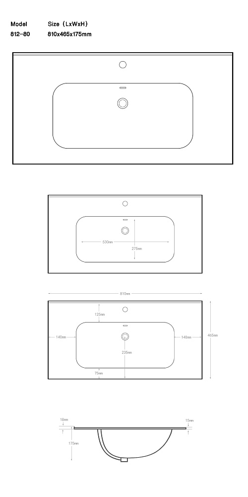 Раковина Aquanet Flat 329255 80 черная матовая купить в интернет-магазине Sanbest